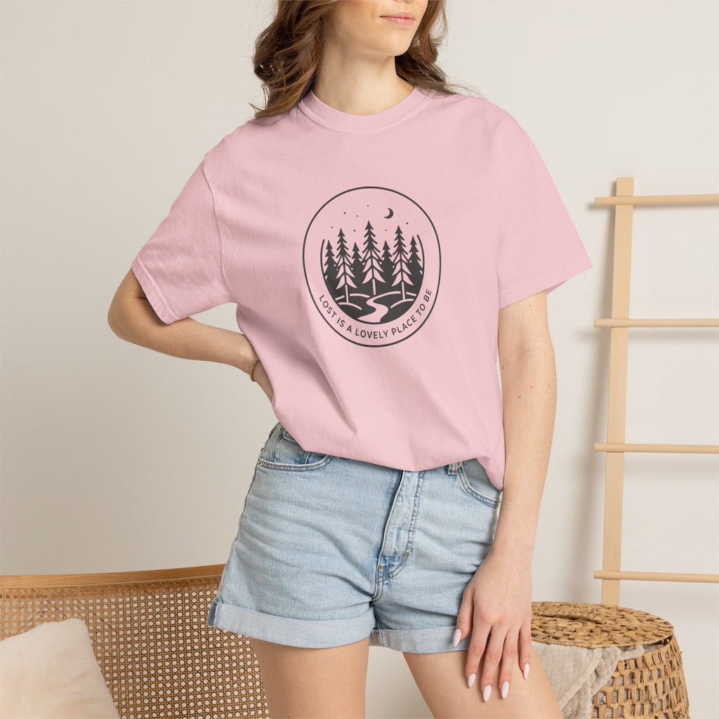 Minimal pine forest inside a circle