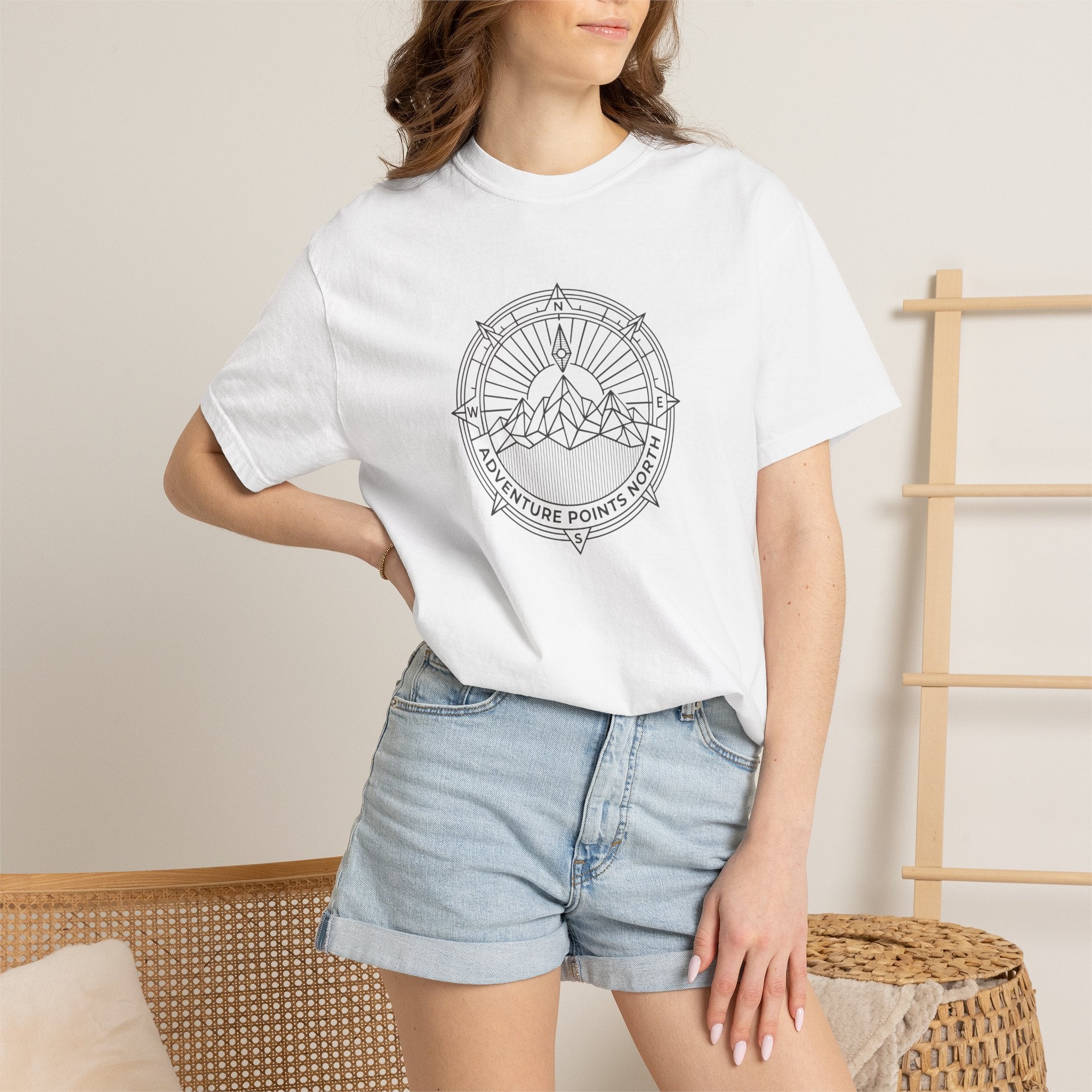 Compass merged with mountain outline