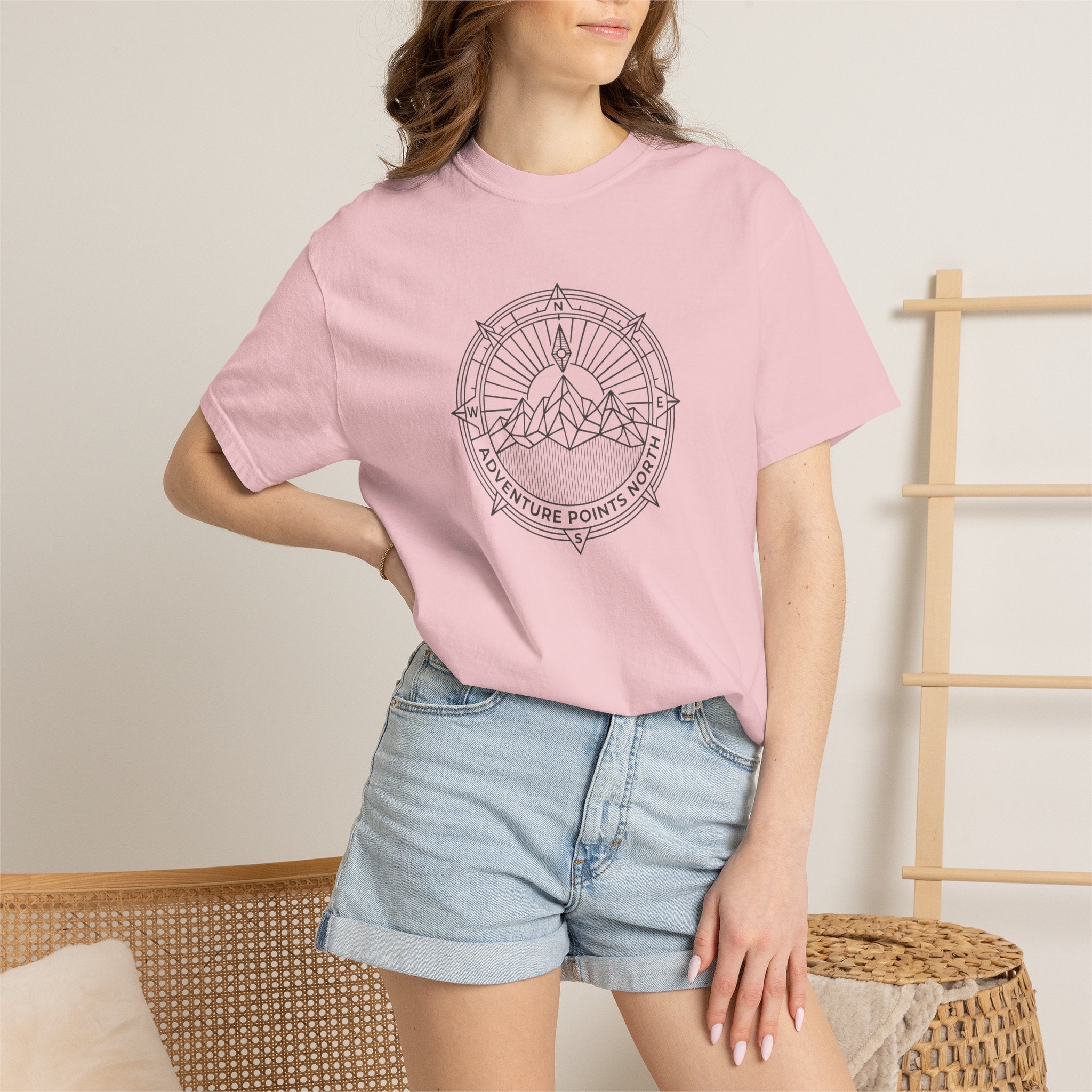 Compass merged with mountain outline