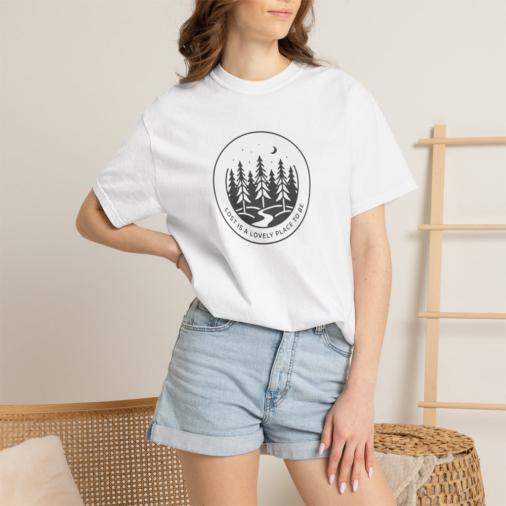 Minimal pine forest inside a circle