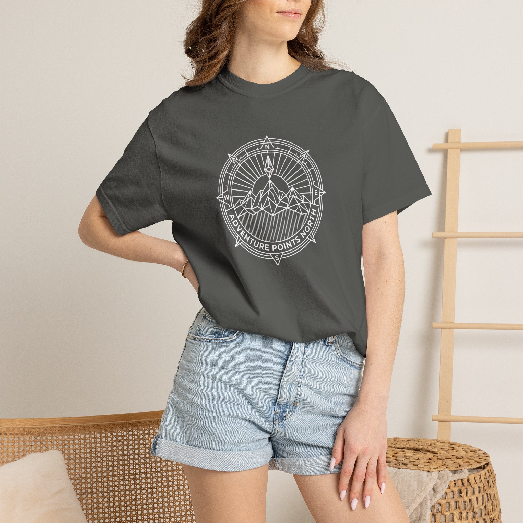 Compass merged with mountain outline Dark