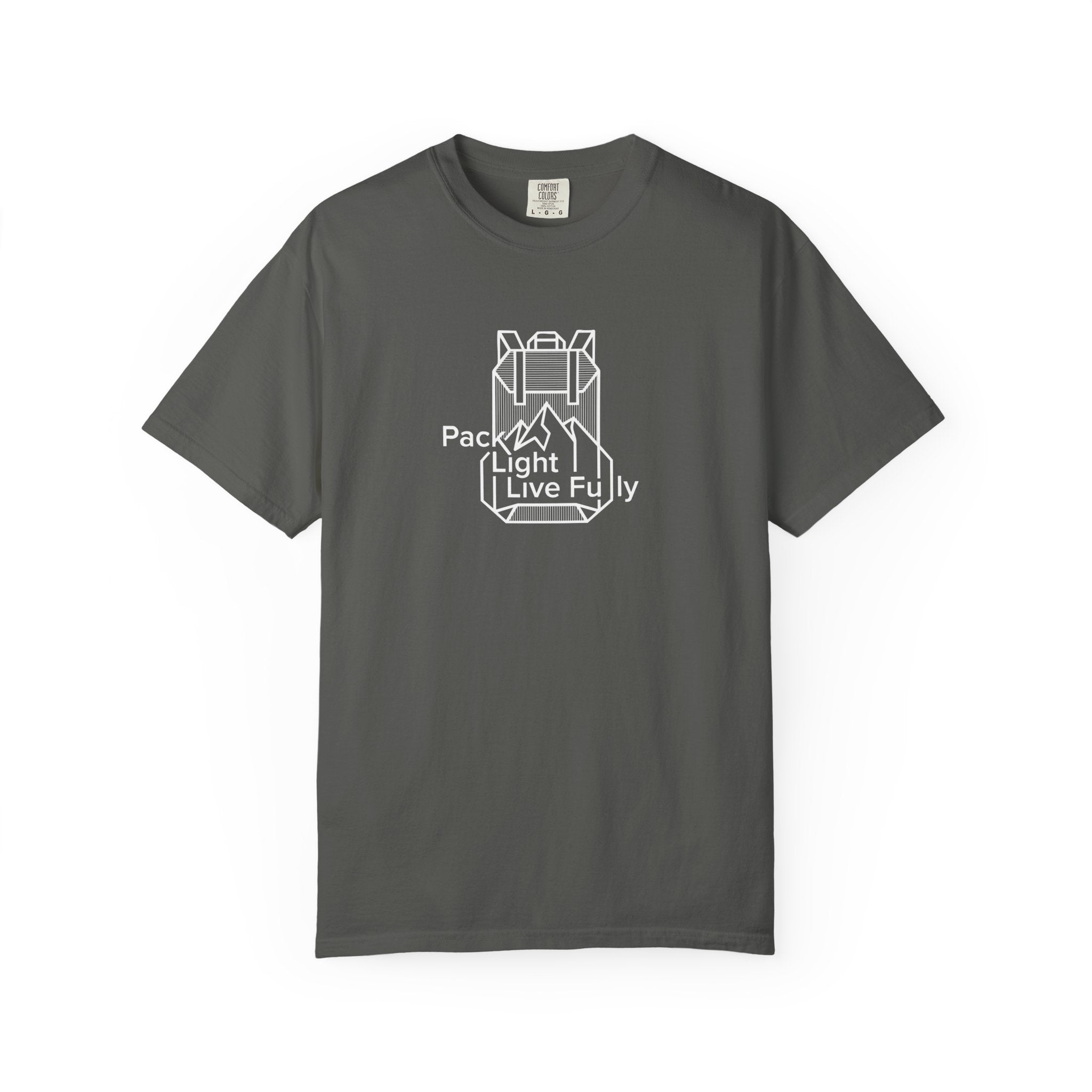 Backpack outline with mountain inside Dark