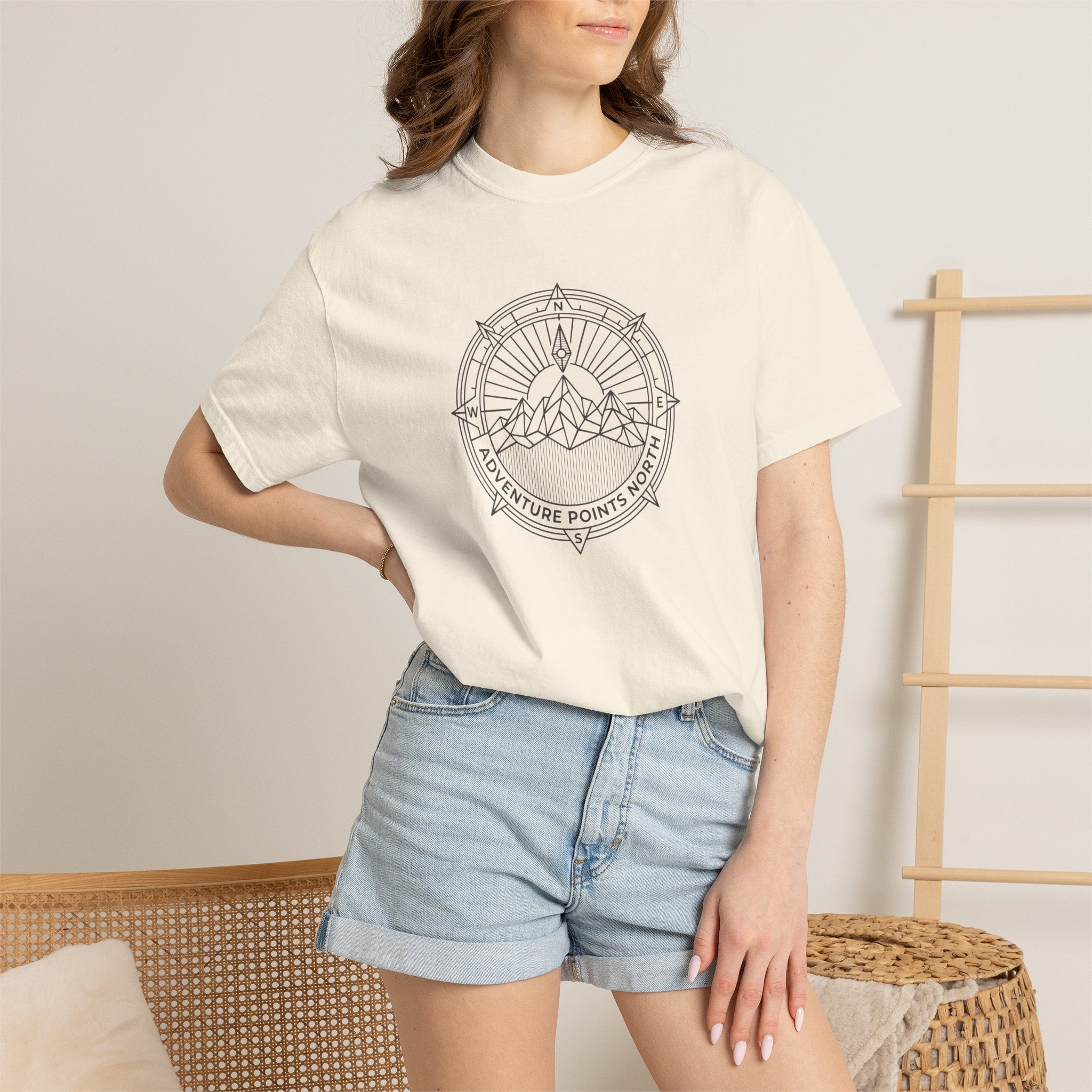Compass merged with mountain outline